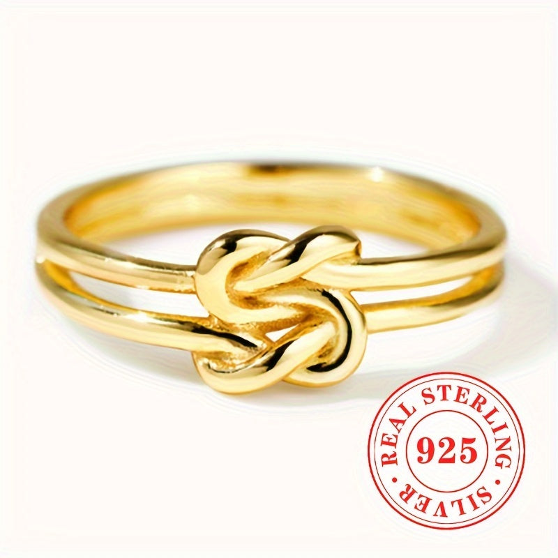 Sterling Silver 925 Square Knot Overlap Ring Unisex Minimalist Jewelry