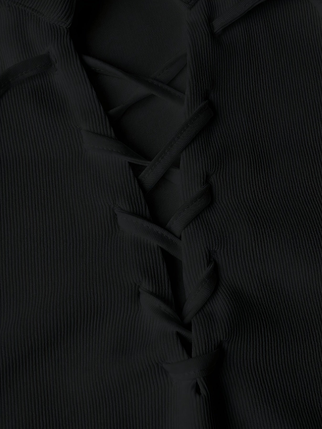 Camiseta de manga larga casual para hombre con cuello alto y cordón, mezcla de poliéster, color sólido, corte regular, primavera y otoño