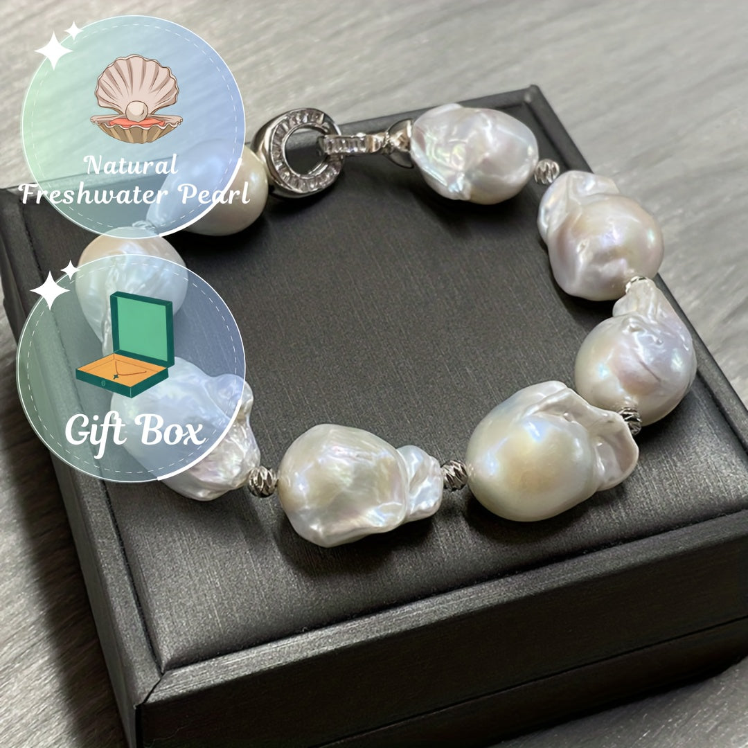 Freshwater Baroque Pearl Bracelet Minimalist Jewelry for Women Gift Box Included