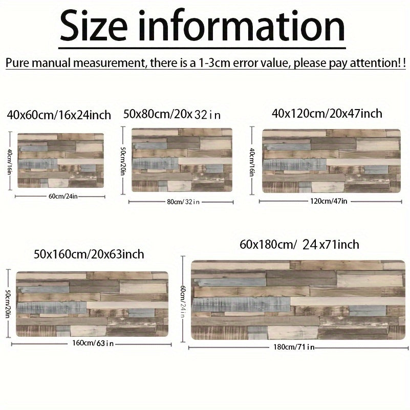 Anti-Skid Water-Absorbing Kitchen Mat with Wood Grain Pattern for Indoor Use