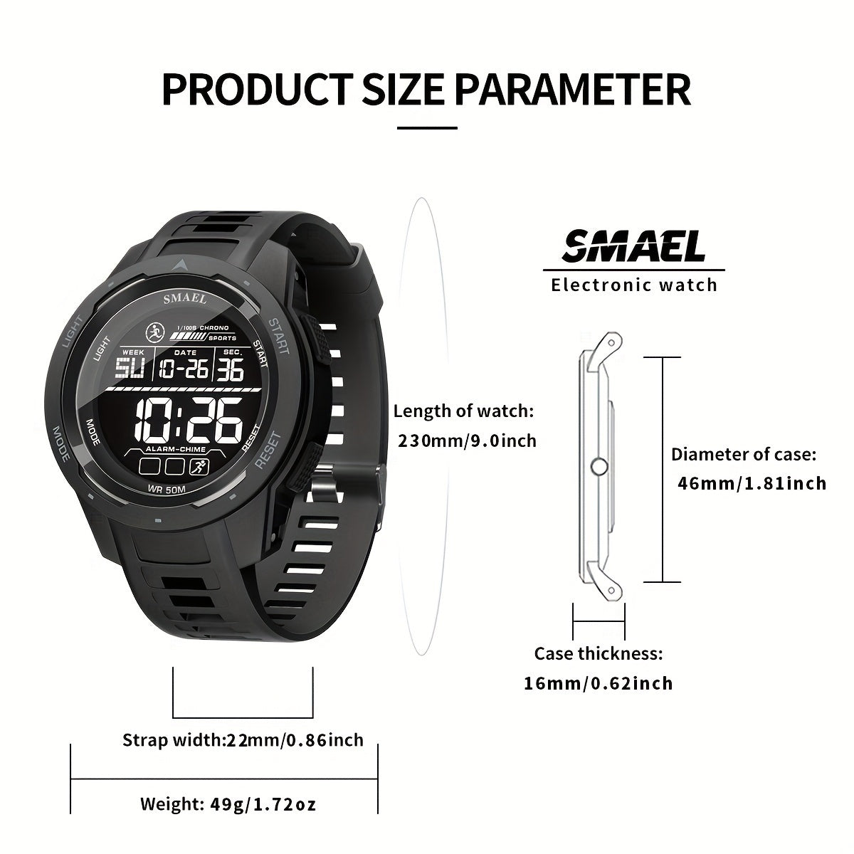 Men's LED Sports Watch Waterproof Shockproof Military Tactical Alarm Clock