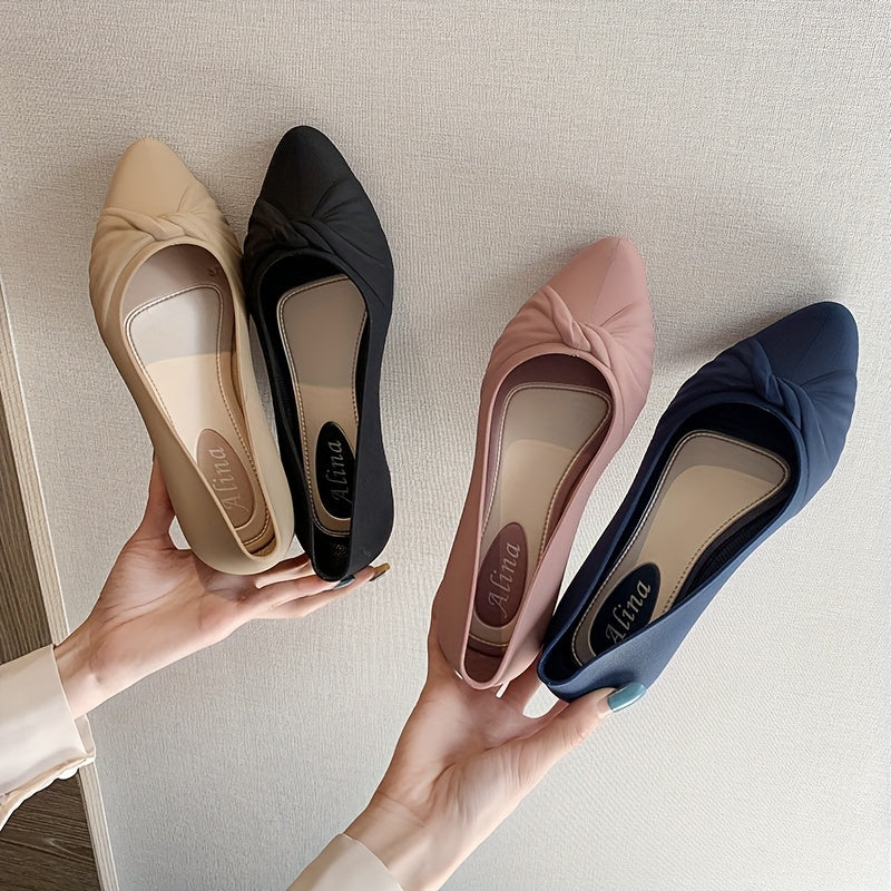 Women's Pointed Toe Flats Black Slip-On Casual Work Shoes
