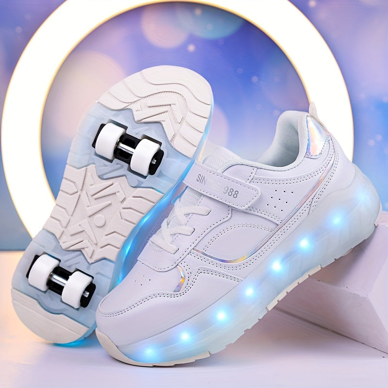 Kids' LED Roller Skating Shoes for Boys and Girls USB Chargeable Wear-Resistant All-Season