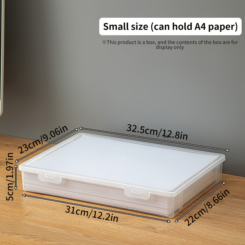 A4 Paper Storage Box Waterproof Plastic Flip Top Office Dorm Home Organization