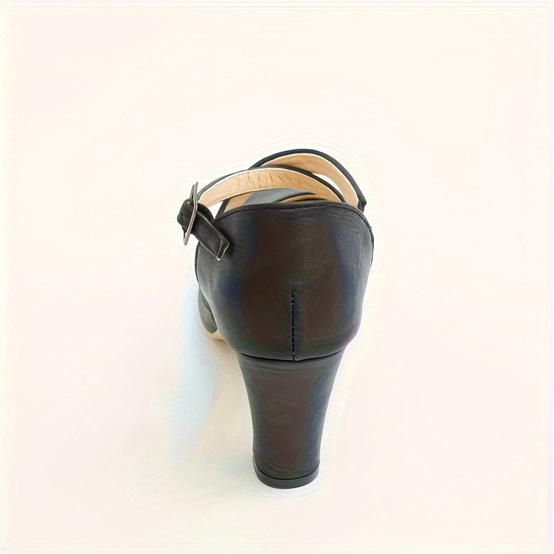 Women Faux Leather High Heel Sandals with Ankle Strap and Pointed Toe