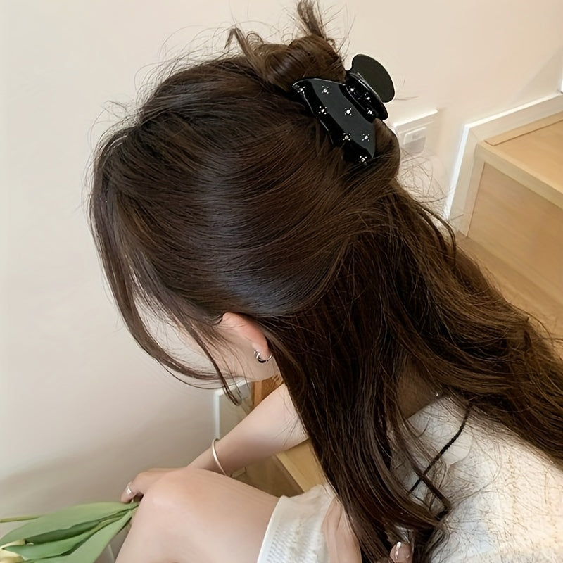 Girls Rhinestone Hair Clip for Half-Braided Ponytails Elegant Plastic Accessory