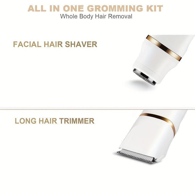 Recortadora de bikini 2 en 1 para mujeres, para cuerpo y rostro, eliminación de vello, kit recargable