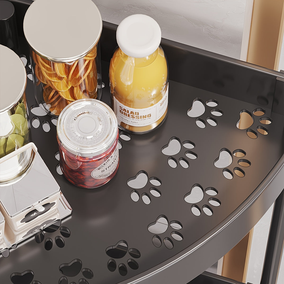 Multi-Tier Storage Rack on Wheels for Fruits Snacks and Beverages Black