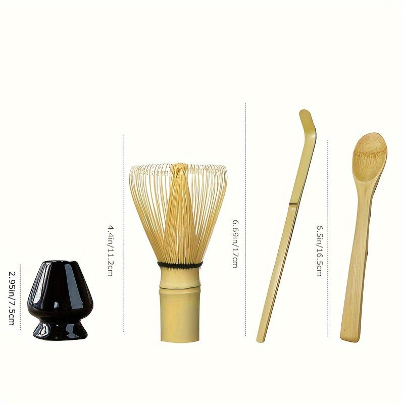 Set de accesorios para la ceremonia del matcha con batidor, cucharilla, cuchara y soporte