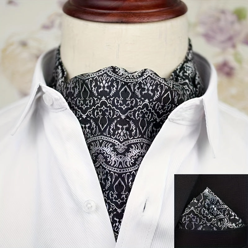 Conjunto de pañuelo de cuello y pañuelo de mano de jacquard con diseño paisley para hombre, perfecto para regalar