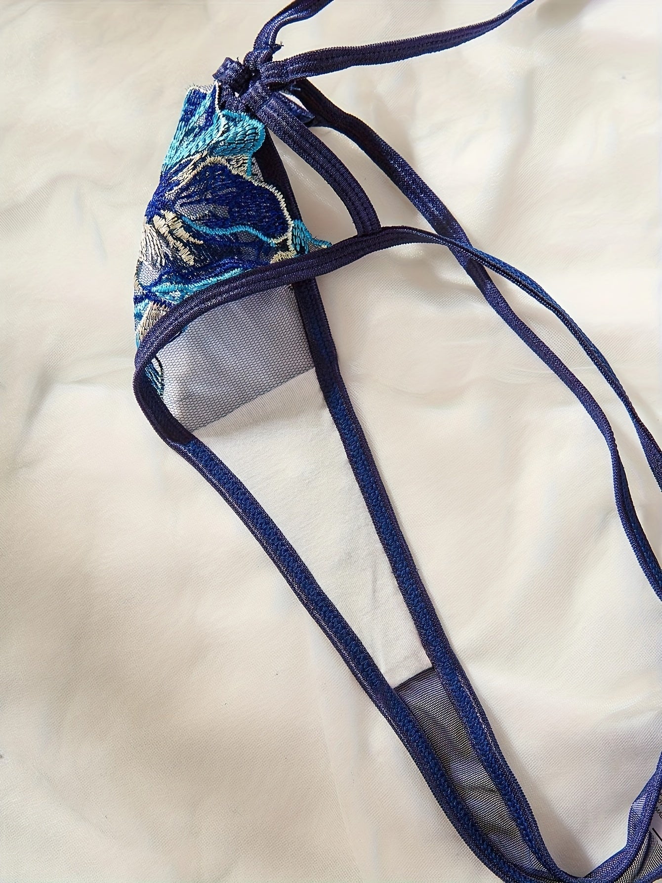 Women's Floral Mesh Lingerie Set Bra and Thong Sexy Underwear