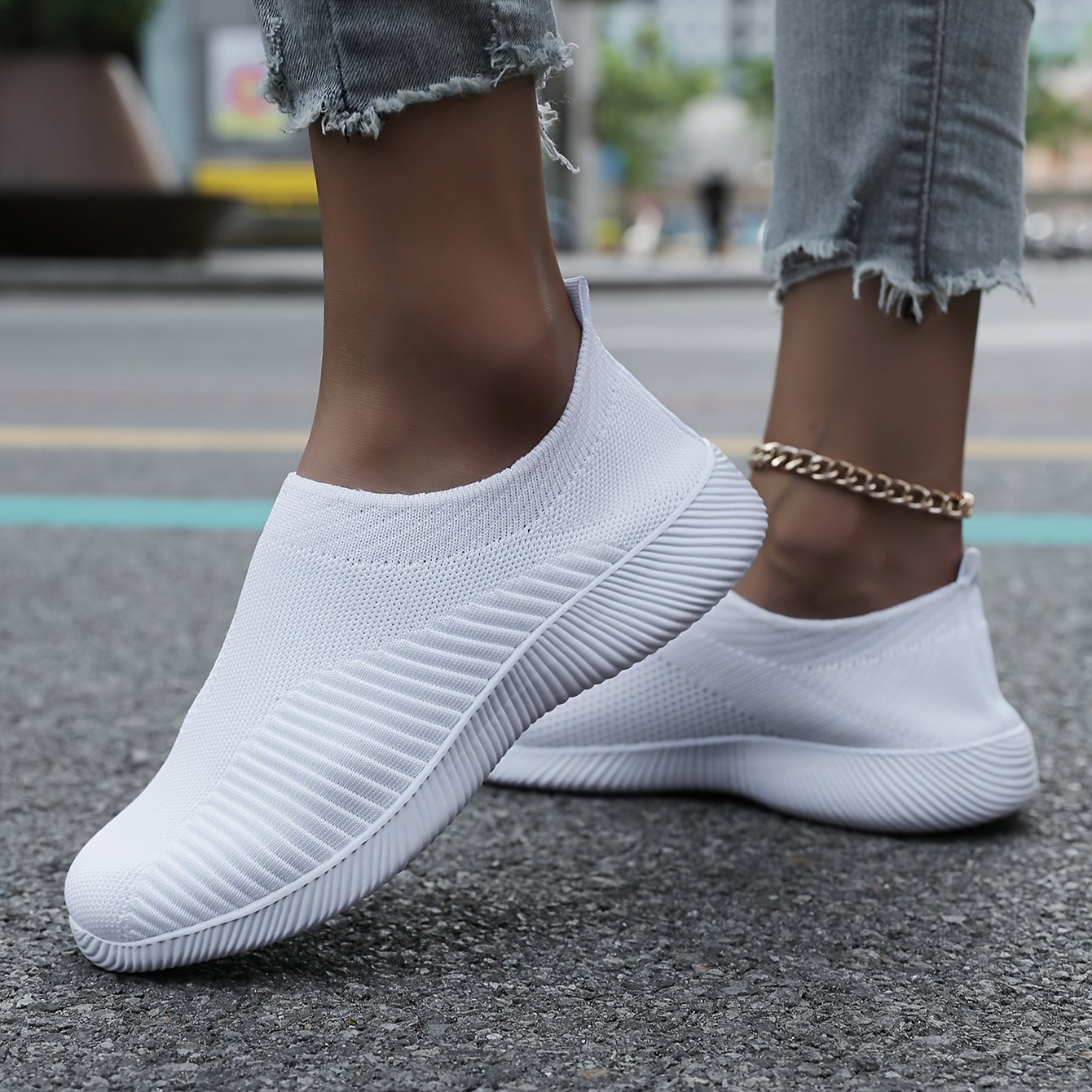 Women's Breathable Woven Sneakers, Lightweight, Plus Size Running Shoes