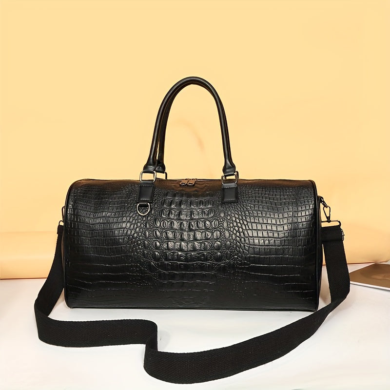 Faux Leather Crocodile Pattern Gym Tote Bag for Travel and Weekend Trips