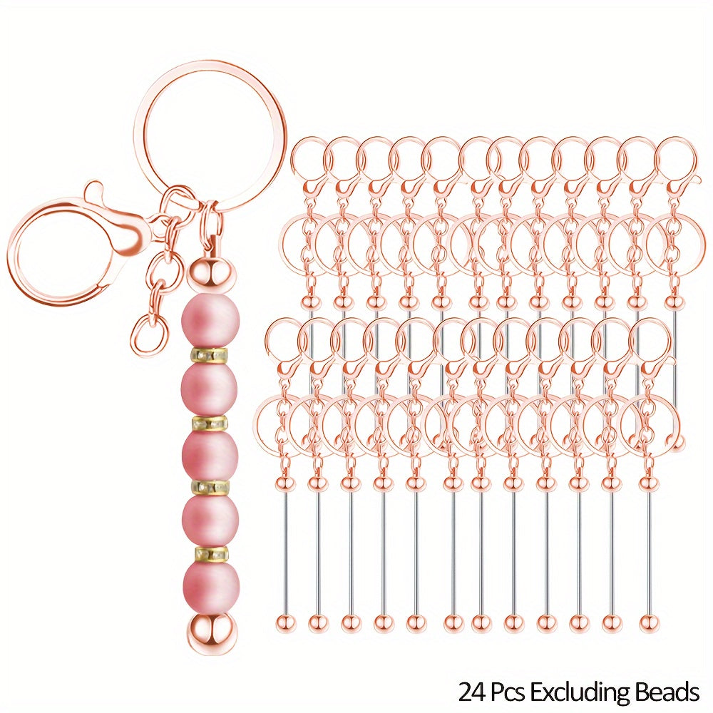24 Gold Keychain Rods for DIY Crafts Bead-Free Design for Valentine's Day Gifts