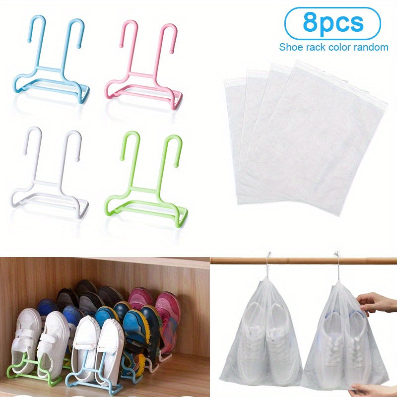 8pcs Plastic Shoe Organizer Set Hanging Racks for Home Storage