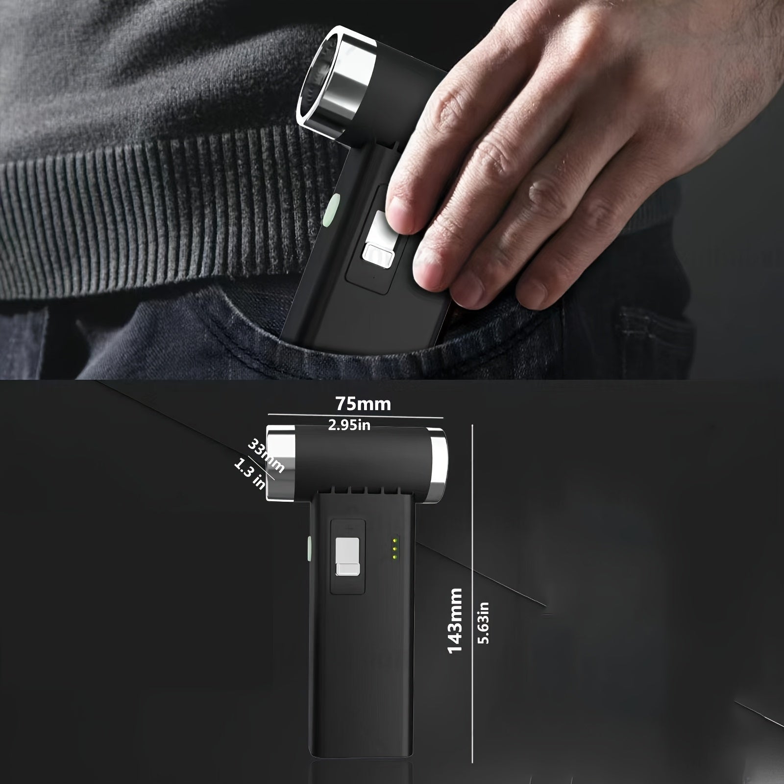 Компактный ручной вентилятор с бесщеточным мотором, перезаряжаемой литиевой батареей, для использования внутри и снаружи, охлаждение