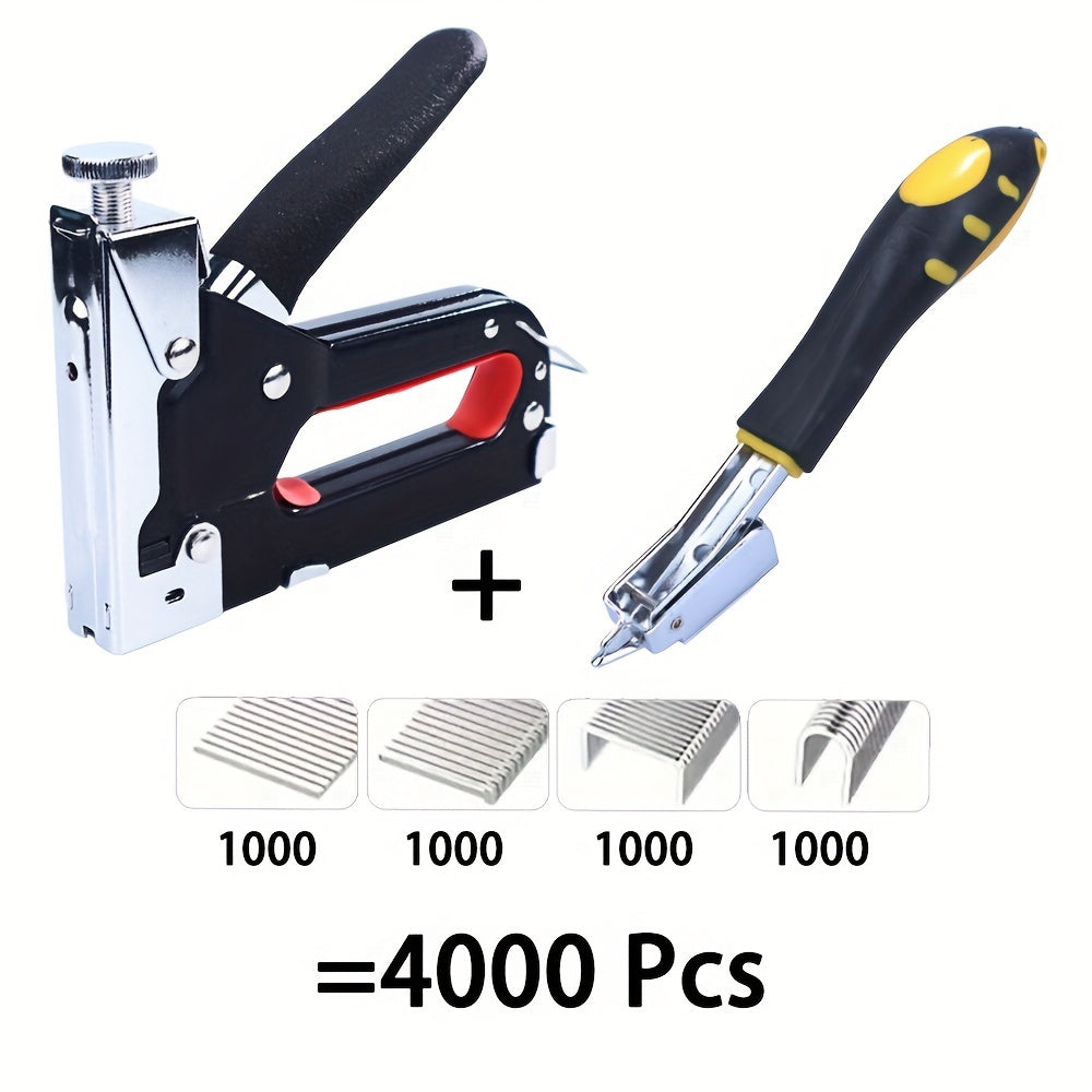 Heavy Duty Steel Nail Gun with 4000 Nails Adjustable Stapler Manual Nail Puller for Wood Upholstery Carpentry DIY