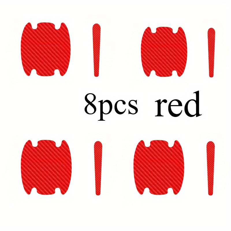 8 Pcs Carbon Fiber Car Door Handle Protectors Scratch Resistant Covers Universal Fit Black