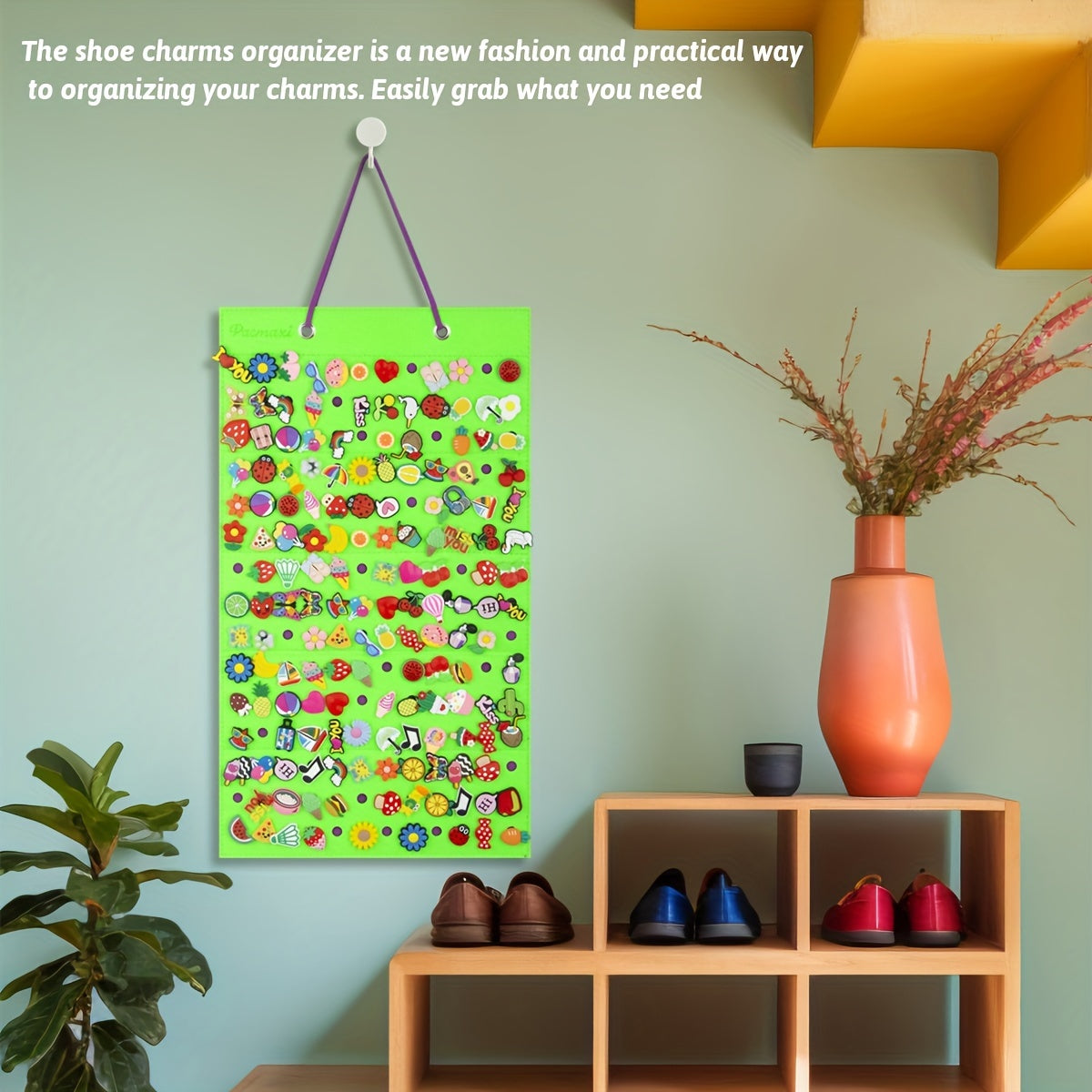 Hanging Shoe Charms Organizer Wall Mount with 180 Holes for Shoe Decorations