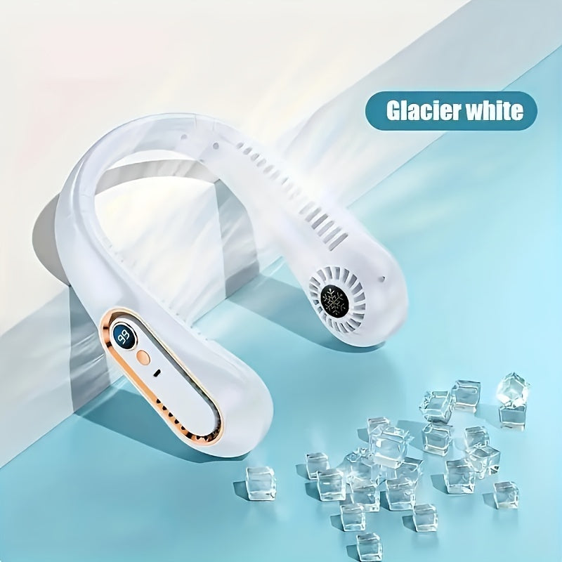 Перезаряжаемый шейный вентилятор с технологией без лопастей с 5-скоростной регулировкой, цифровым дисплеем, портативным личным охлаждающим устройством