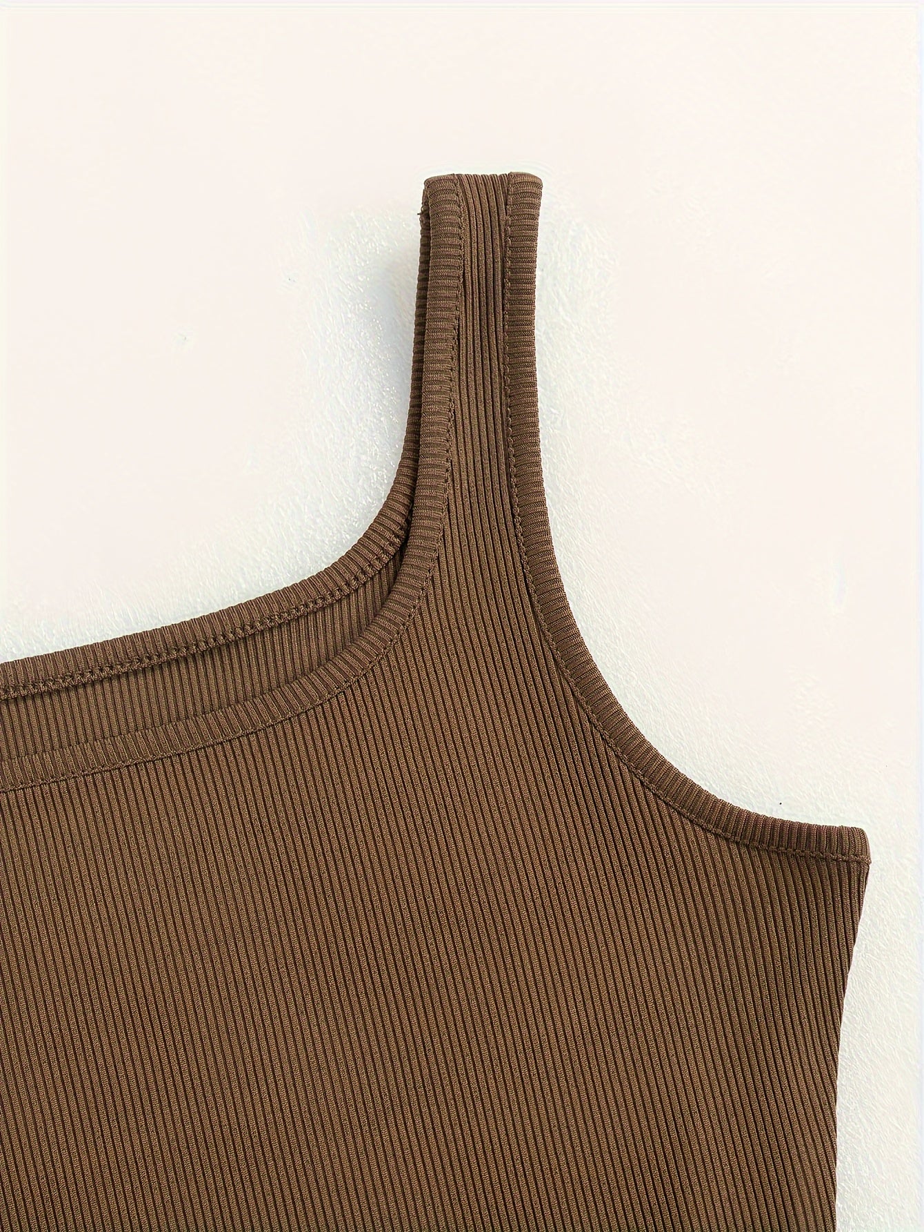 Women's Solid Ribbed Sleeveless Square Neck Lounge Romper Set with Slim Fit Polyester Spandex