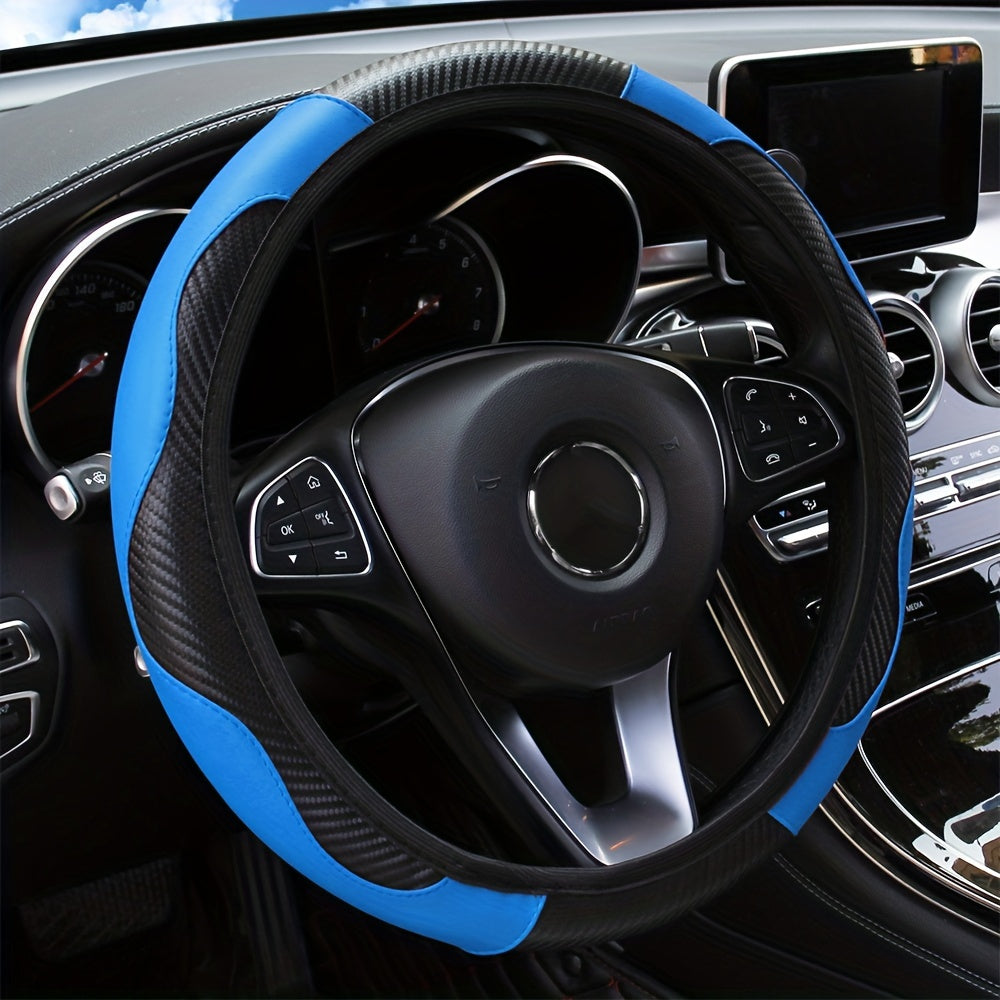 Carbon Fiber Steering Wheel Cover Non-Slip Fits 37-38CM Vehicle Accessories