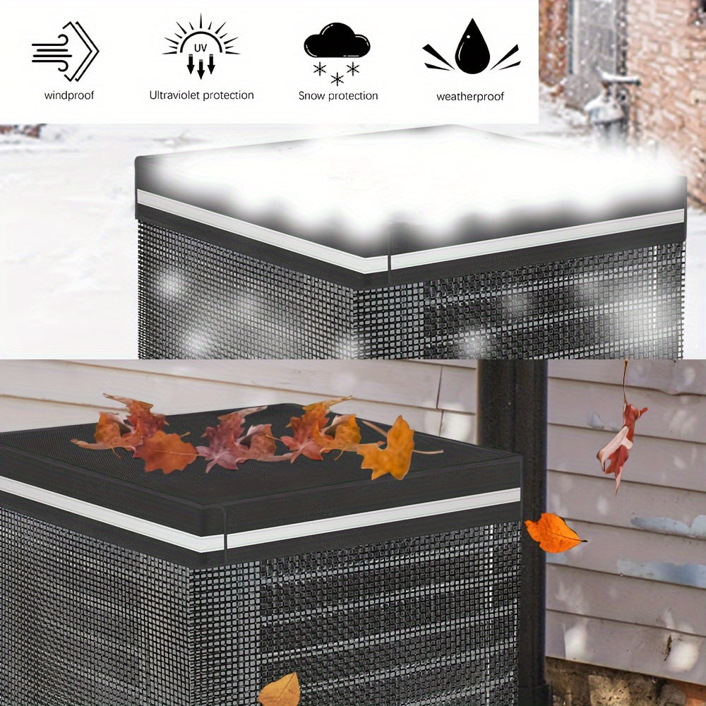 Markaziy Havo Konditsioneri uchun Himoya Qopqog'i| Kuchli PVC material, to'rli havalandırma va olib tashlanadigan suv o'tkazmaydigan yuqori qism - Tashqi AC birliklari uchun zamonaviy qora qoplama, elektr energiyasini talab qilmaydi.