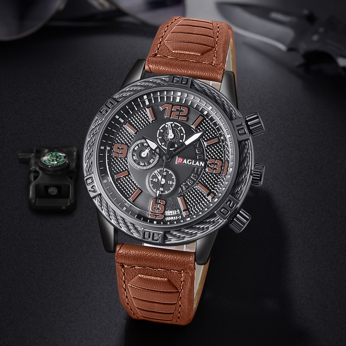 Reloj de negocios para hombre con cuarzo, esfera analógica y correa de cuero