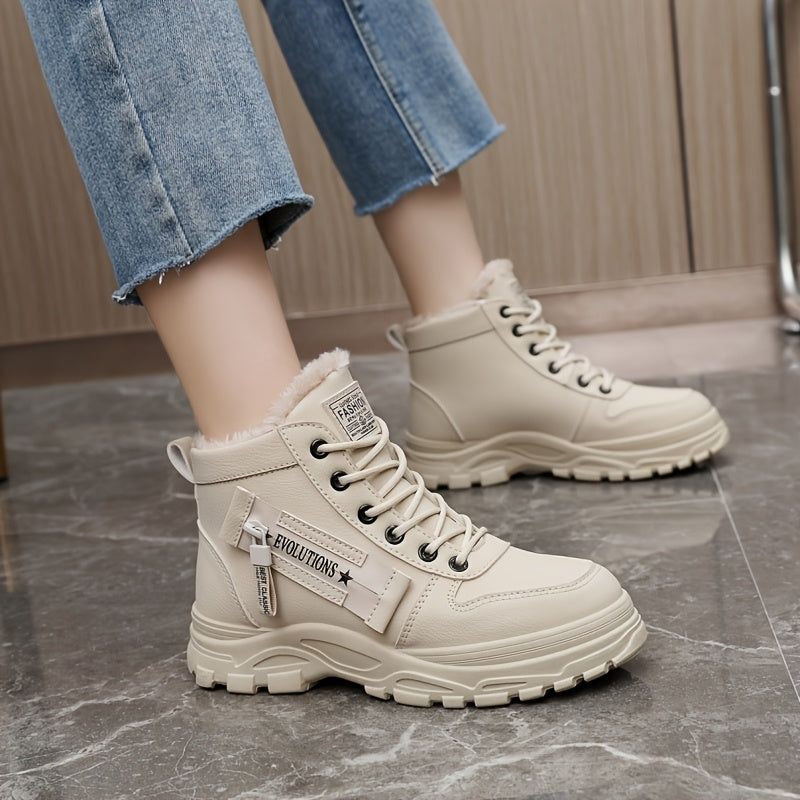 Women's Fleece-Lined Short Winter Boots Warm Cold-Resistant Height-Boosting