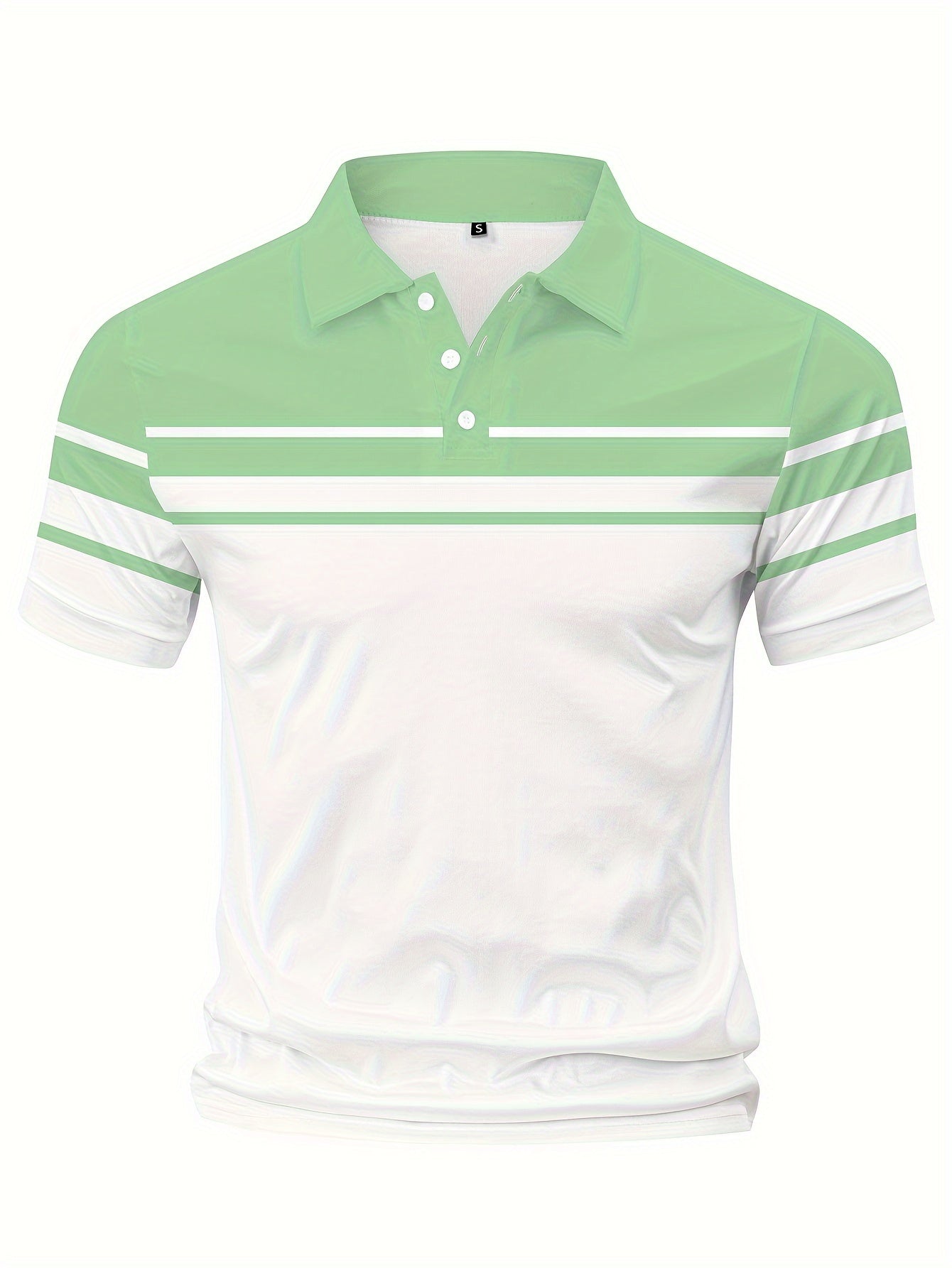 Camiseta de manga corta para hombre con bloques de colores y rayas, poliéster, casual, verano