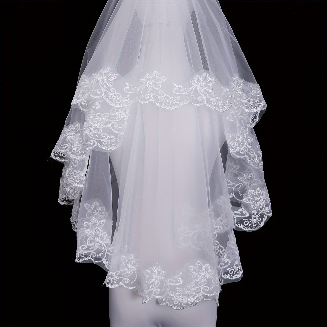 Toʻy va fotosuratlar uchun Bridal Veil Lenta Toʻqima Gul Mavzusi Polyester