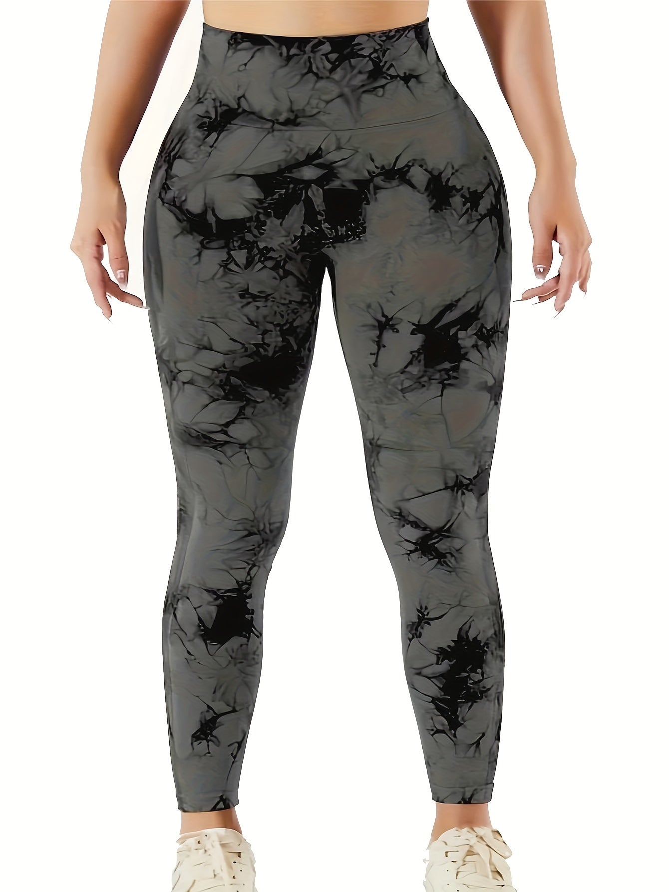 Women's Plus Size Tie Dye High Waist Yoga Pants with Stretch and Absorbent Fabric