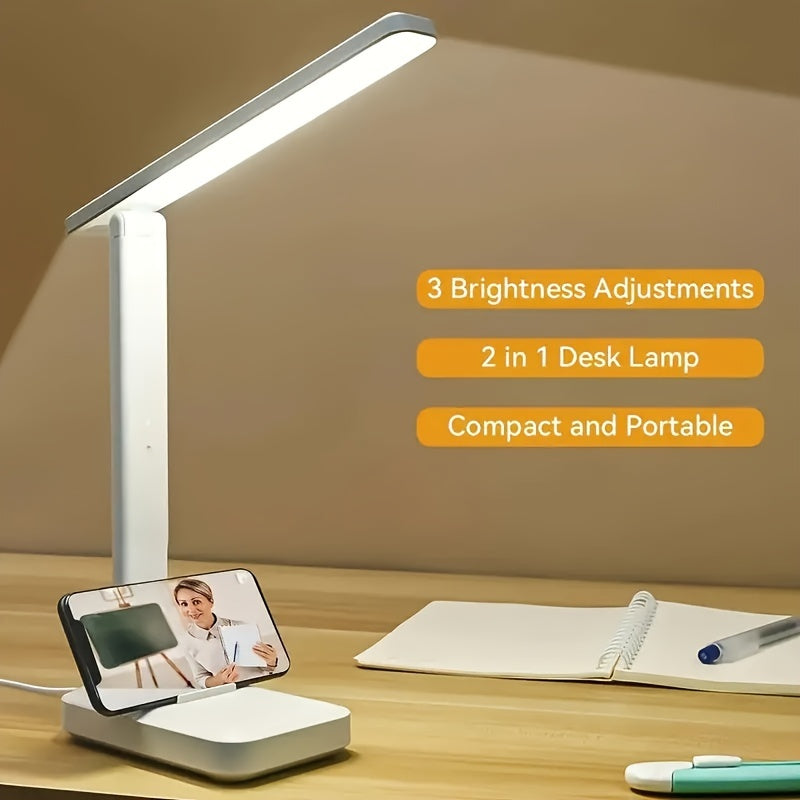 LED Desk Lamp Touch Control USB Powered for Reading Bedside White