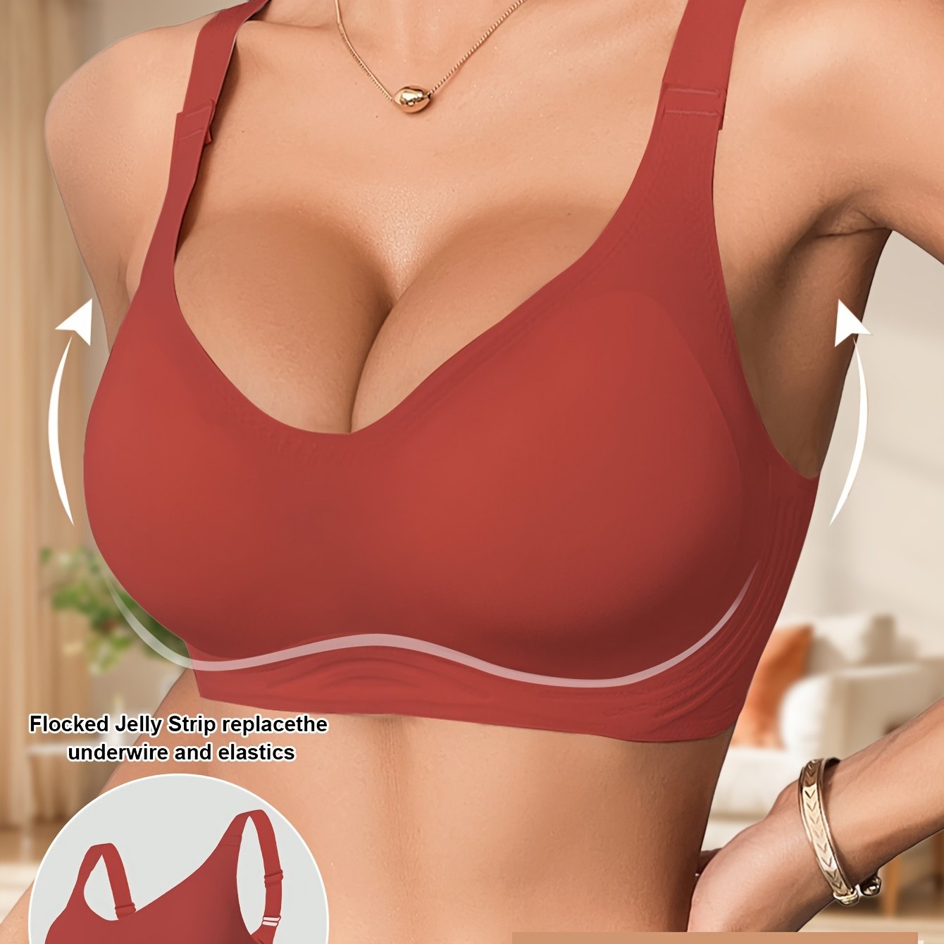 Women's Wireless Bra Full Coverage Polyamide Elastane Solid Color Knit Fabric Removable Pads