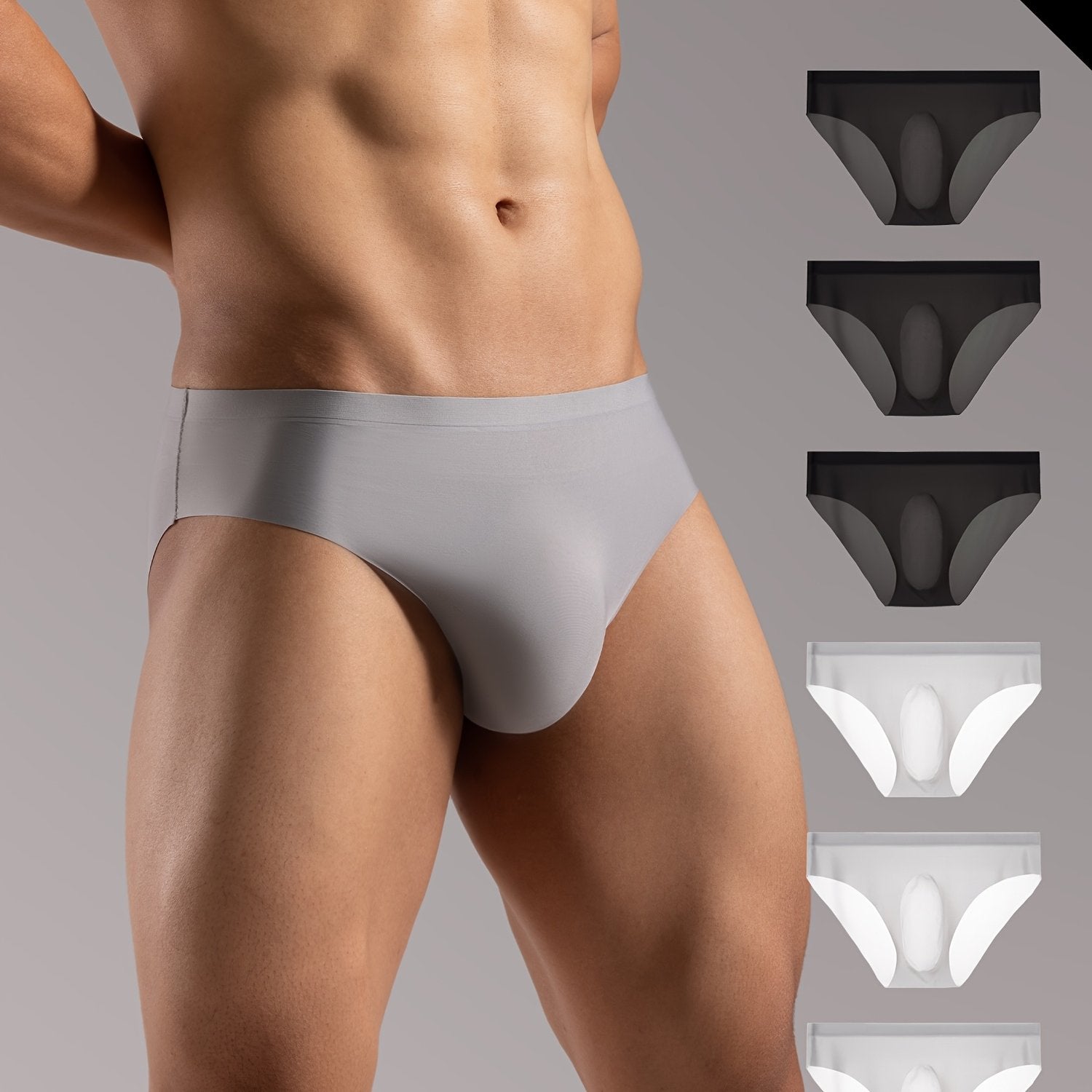 Pack de 6 calzoncillos masculinos de color sólido con molde 3D, de secado rápido, transpirable, suave y cómodo