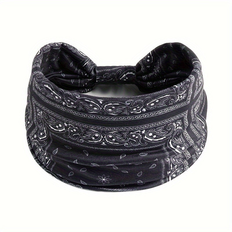 Women’s Boho Polyester Knit Crochet Headband for Yoga Running and Sports