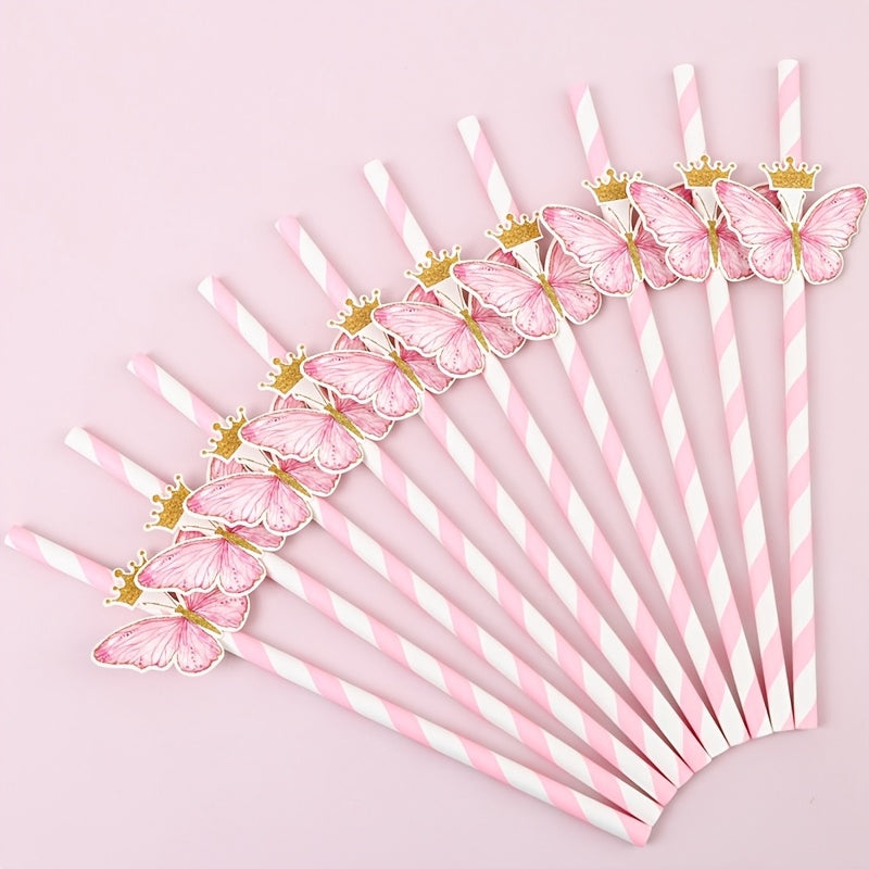 Sorbetes de papel mariposa rosa para fiestas infantiles y celebraciones, paquete de 20