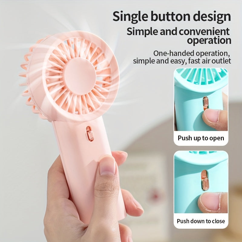 Portable fan in pink and white battery-powered ideal for office outdoor travel camping stay cool