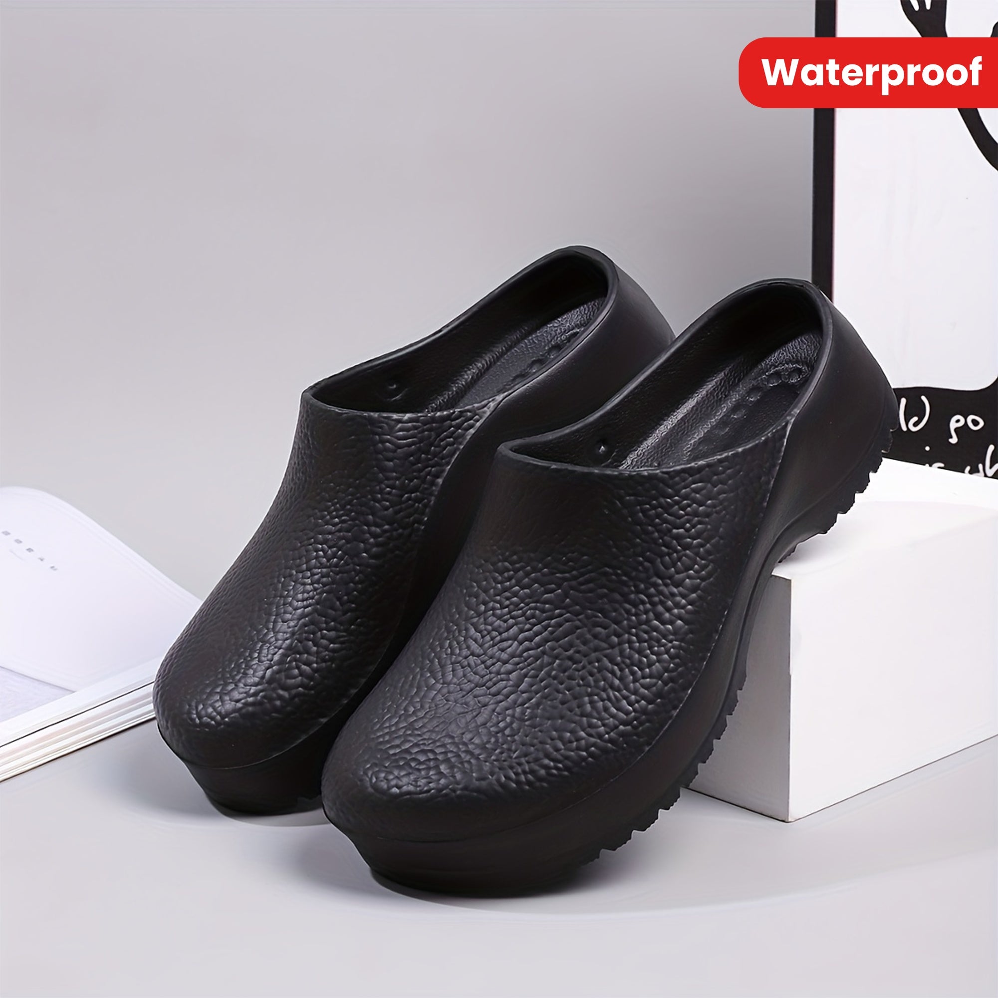 Women's Waterproof Non Slip Kitchen Work Mules Casual Slip-On Shoes