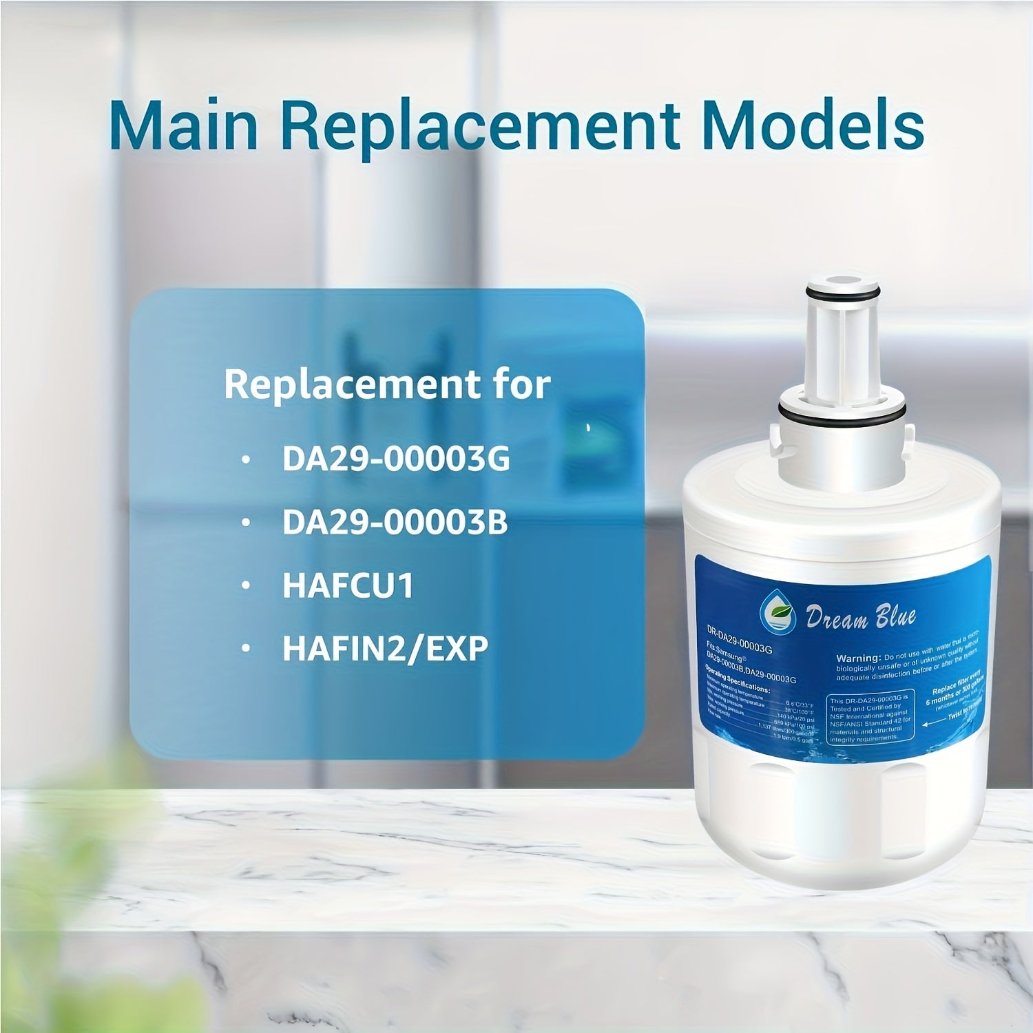 Refrigerator Water Filter Compatible with Samsung DA29-00003G B A RFG237AARS RS22HDHPNSR WSS-1