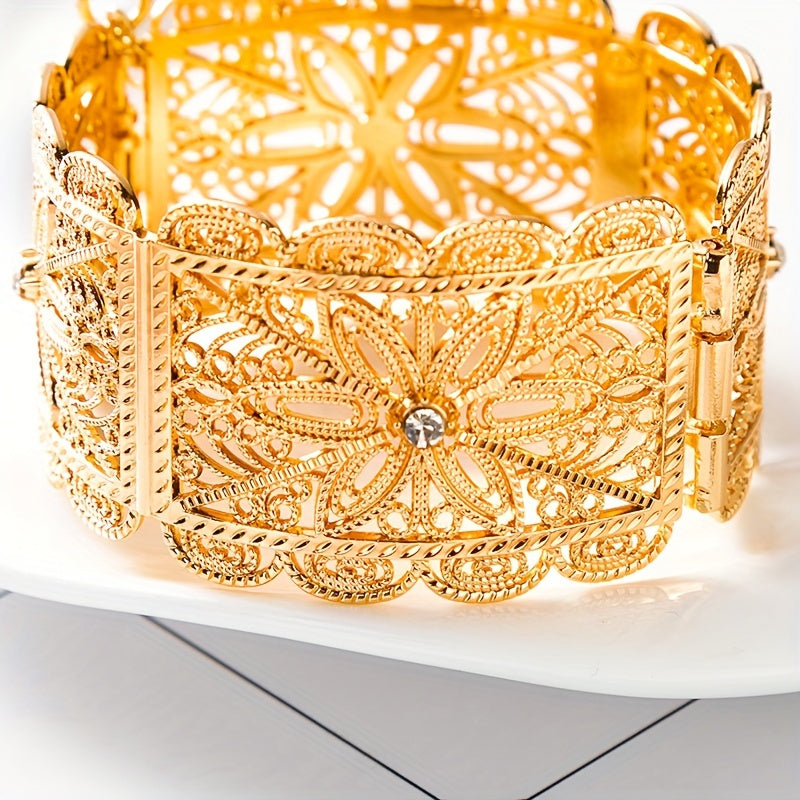 Women's Gold-Plated Metal Bracelet for Traditional Festivals and Wedding Accessories
