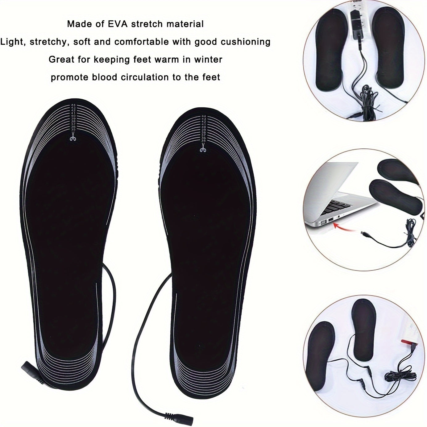 Heated Shoe Insoles for Men and Women USB Powered Washable and Cuttable