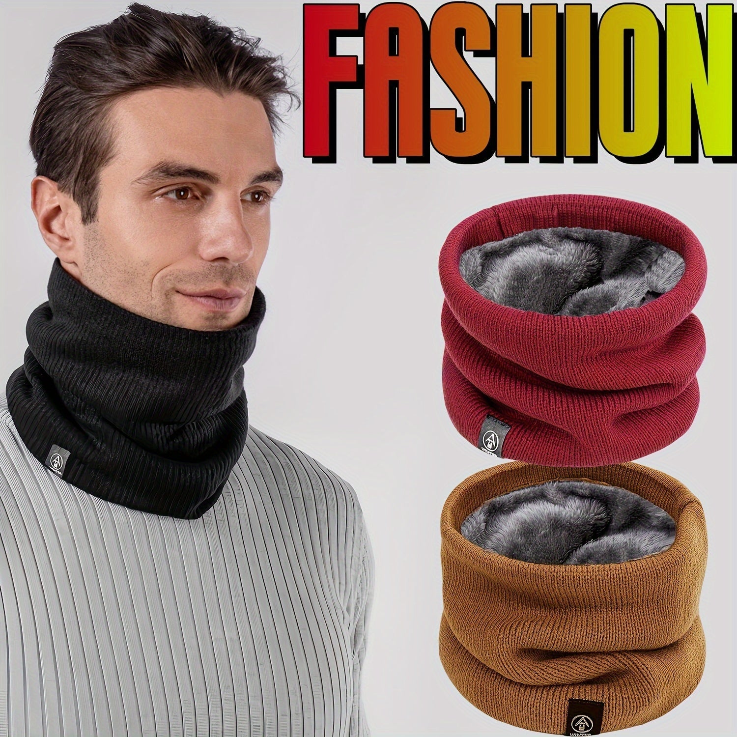 Winter Neck Gaiter Fleece-Lined Scarf for Men Women Cycling Mask Fake Collar