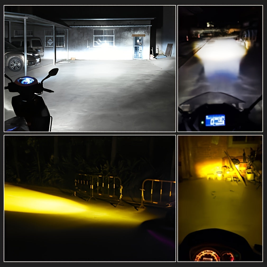 Motorcycle H4 LED Headlight Double Color Hi Lo Beam Front Light