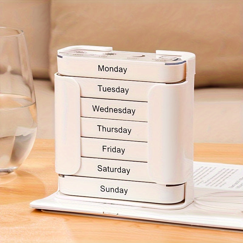 Large Capacity Pill Organizer for a Week with Daily Medication Compartments