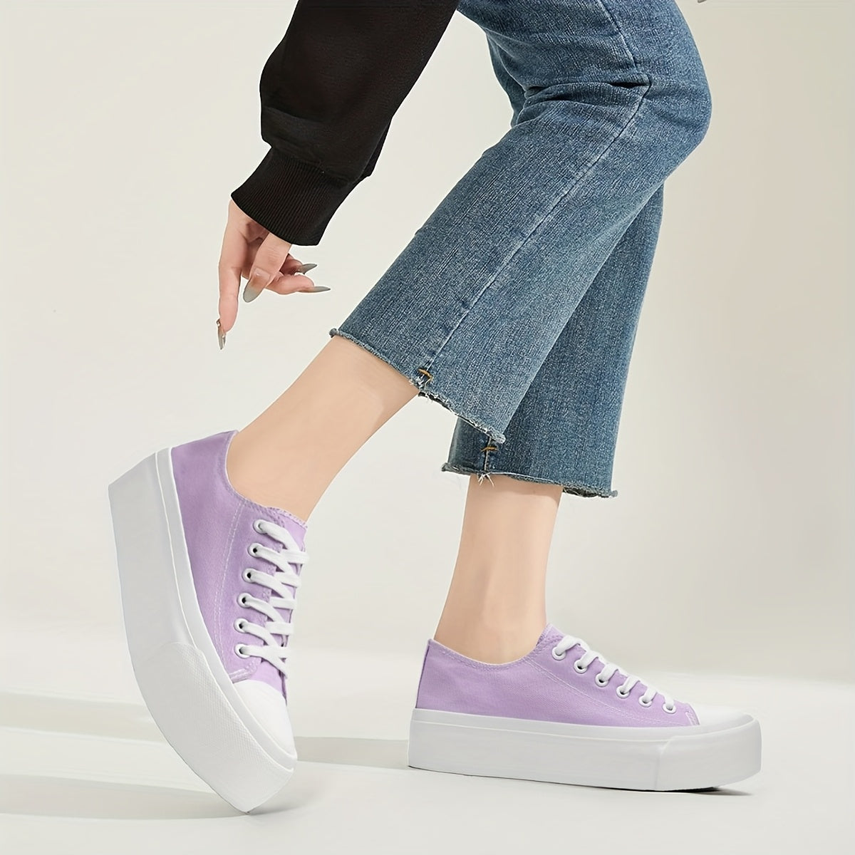 Women's Low-Top Sneakers Breathable Platform Casual Shoes White