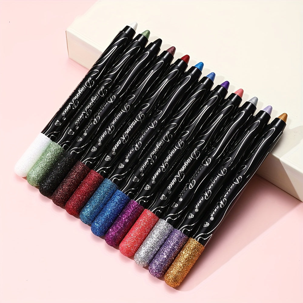 Women Shimmering Eyeshadow Pencil 2-in-1 Matte Glitter Brightening Contouring