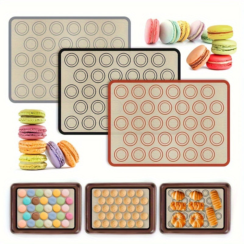 Silicone Baking Mats Set of 4 with Festive Designs for Cookies Macarons and Treats