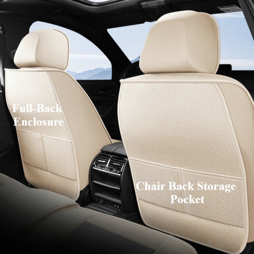 Универсальный чехол на сиденье автомобиля из льна для полного покрытия, четырех сезонов, с поддержкой поясницы