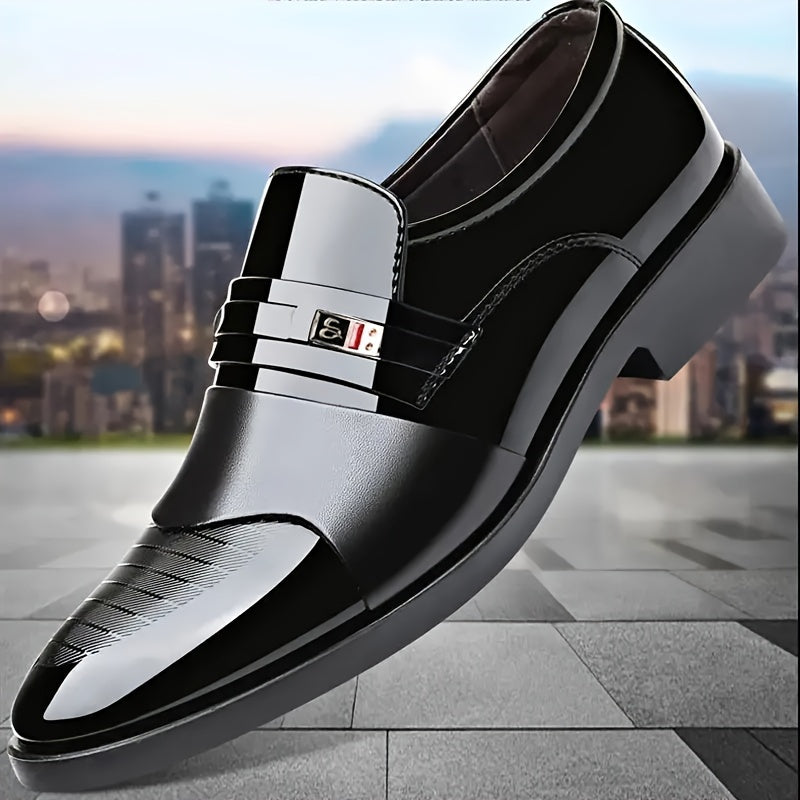 Мужские туфли-оксфорды без шнурков, верх из ПУ, резиновая подошва, повседневные, деловые, всесезонные